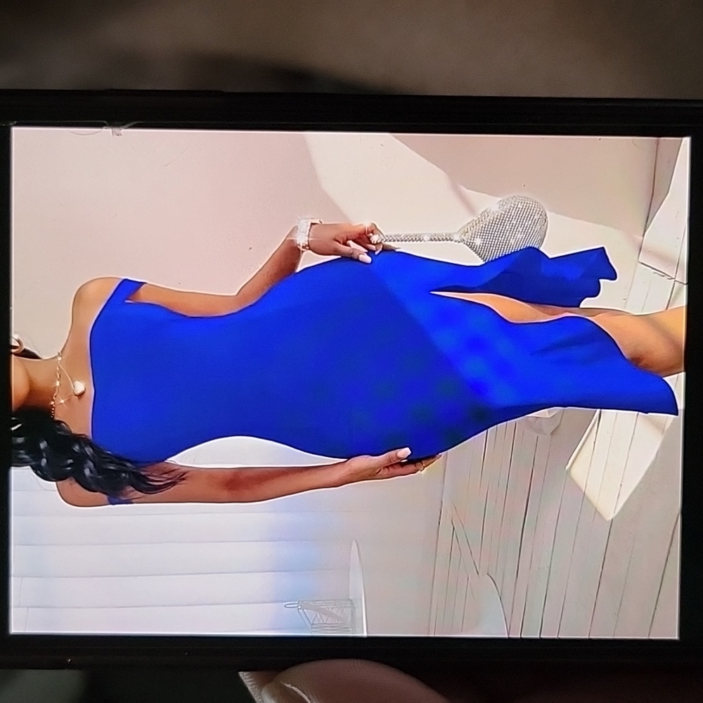 Bardot Split Thigh Ruffle Bodycon Dress